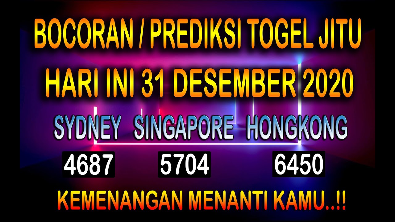 Togel Jitu Hari Ini Hongkong
, Prediksi Togel Jitu Hari Ini 31 Desember 2020